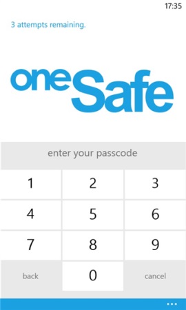 oneSafe  Windows Phone        
