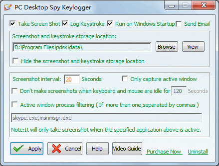  PC Desktop Spy Keylogger